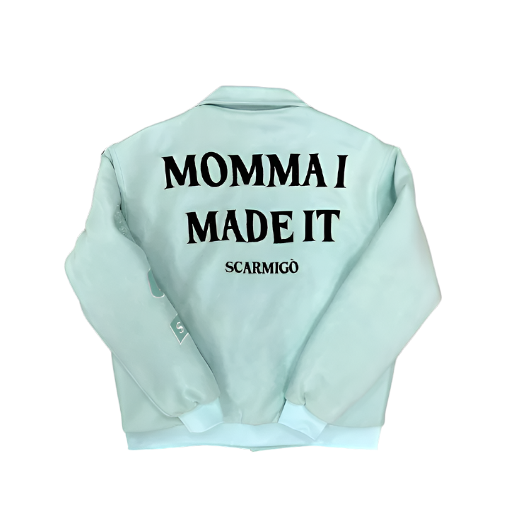 Momma i made it varsity jacket (Mint Green)