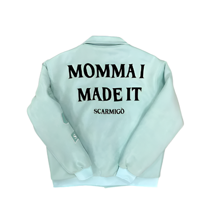 Momma i made it varsity jacket (Mint Green)